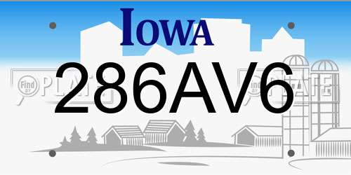 286AV6 Iowa License Plate