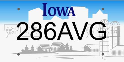 286AVG Iowa License Plate