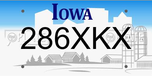 286XKX Iowa License Plate