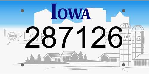 287126 Iowa License Plate
