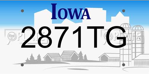 2871TG Iowa License Plate