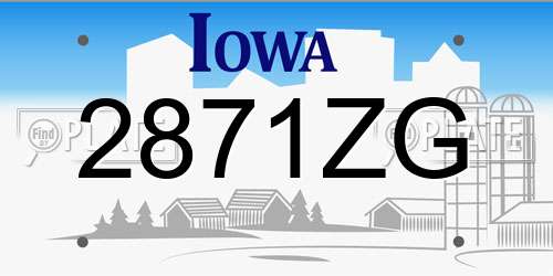 2871ZG Iowa License Plate