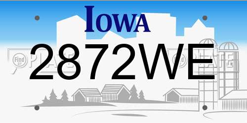 2872WE Iowa License Plate