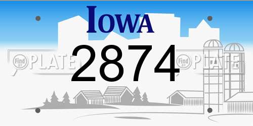 2874 Iowa License Plate