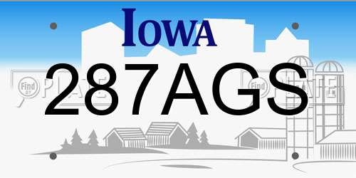 287AGS Iowa License Plate