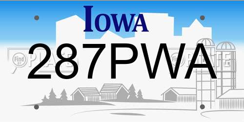 287PWA Iowa License Plate