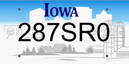 287SR0 Iowa License Plate