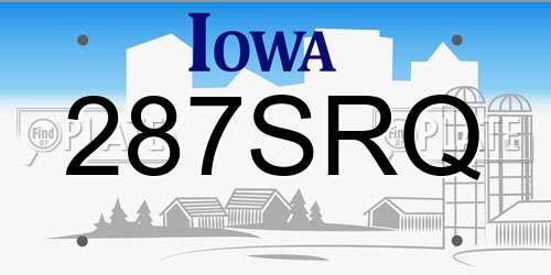 287SRQ Iowa License Plate