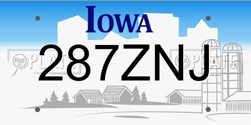 287ZNJ Iowa License Plate