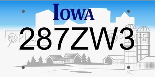 287ZW3 Iowa License Plate