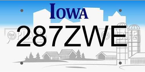 287ZWE Iowa License Plate
