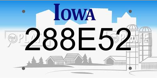 288E52 Iowa License Plate