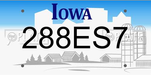 288ES7 Iowa License Plate
