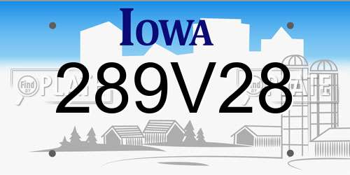 289V28 Iowa License Plate