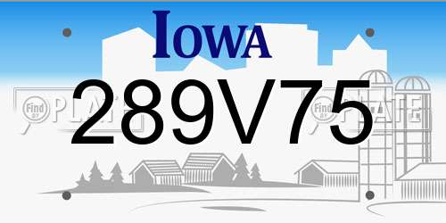 289V75 Iowa License Plate