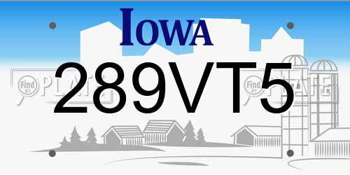 289VT5 Iowa License Plate