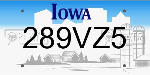 289VZ5 Iowa License Plate