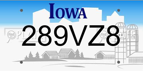 289VZ8 Iowa License Plate