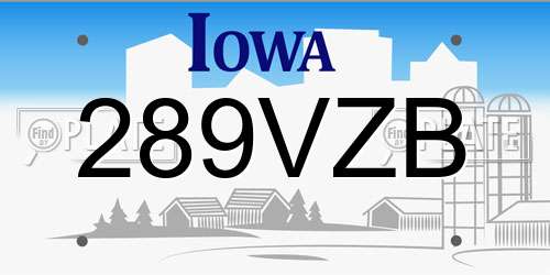 289VZB Iowa License Plate