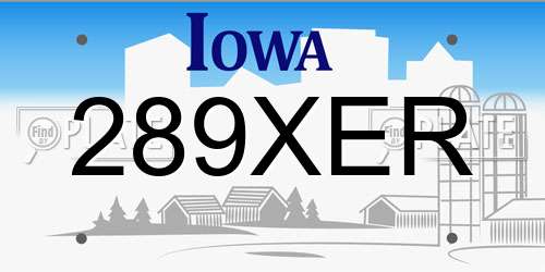 289XER Iowa License Plate