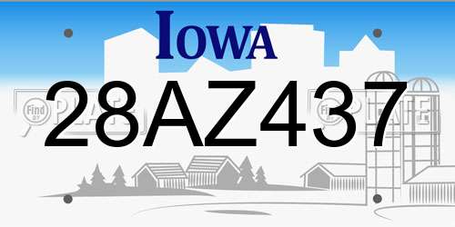28AZ437 Iowa License Plate