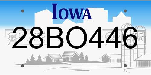 28BO446 Iowa License Plate