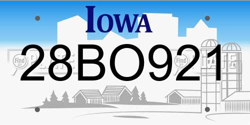 28BO921 Iowa License Plate