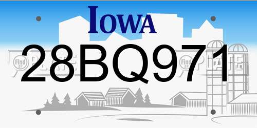 28BQ971 Iowa License Plate