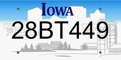 28BT449 Iowa License Plate