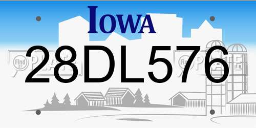 28DL576 Iowa License Plate