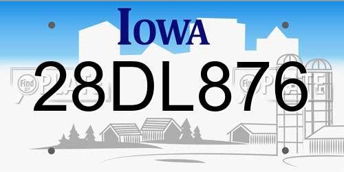 28DL876 Iowa License Plate