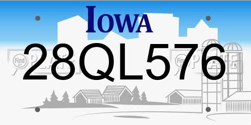 28QL576 Iowa License Plate