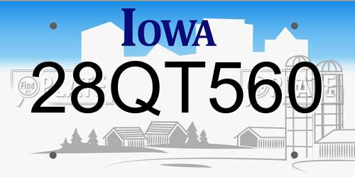 28QT560 Iowa License Plate