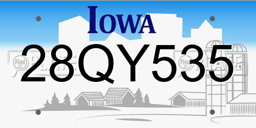 28QY535 Iowa License Plate