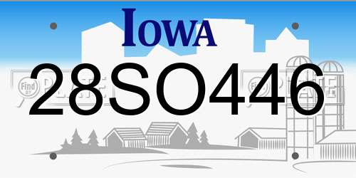 28SO446 Iowa License Plate
