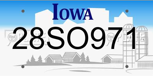 28SO971 Iowa License Plate