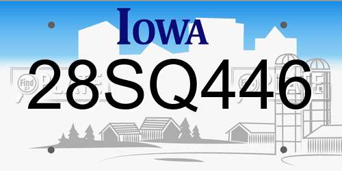 28SQ446 Iowa License Plate