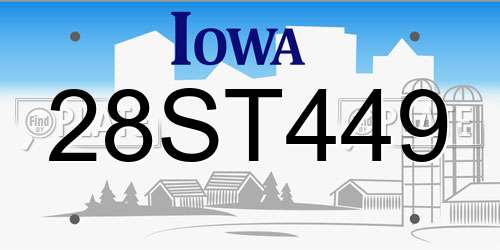 28ST449 Iowa License Plate