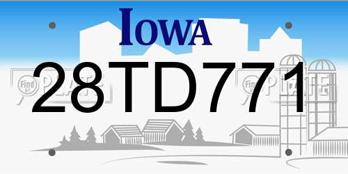 28TD771 Iowa License Plate