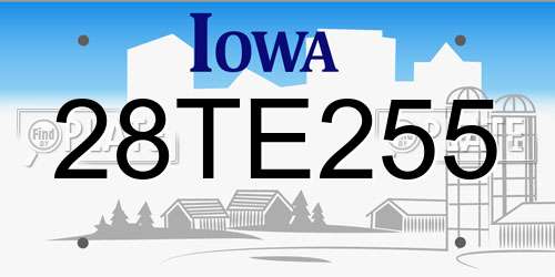 28TE255 Iowa License Plate