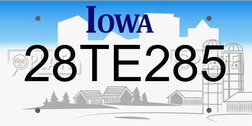 28TE285 Iowa License Plate