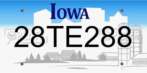 28TE288 Iowa License Plate