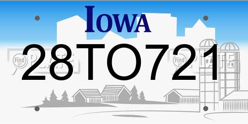 28TO721 Iowa License Plate