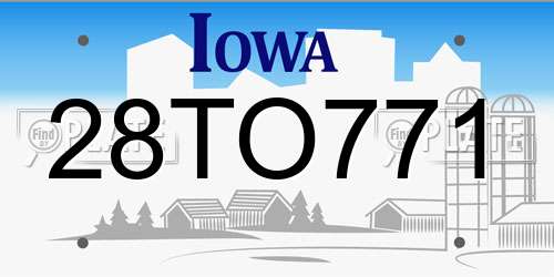 28TO771 Iowa License Plate