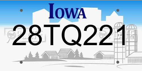 28TQ221 Iowa License Plate