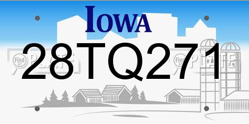 28TQ271 Iowa License Plate