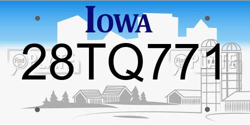 28TQ771 Iowa License Plate