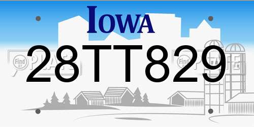 28TT829 Iowa License Plate