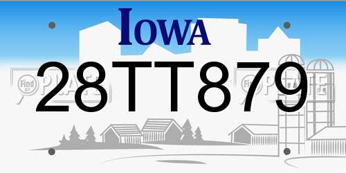 28TT879 Iowa License Plate