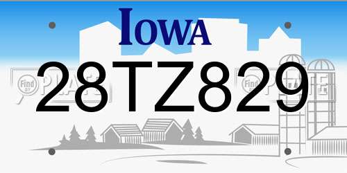 28TZ829 Iowa License Plate